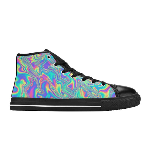 KIDS' Holographic Tribal Blaze 4 High Top Canvas Y2K Custom Sneakers