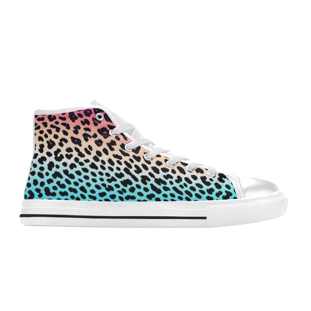 WOMEN'S Gradient Leopard Print High Top Canvas Aesthetic Shoes