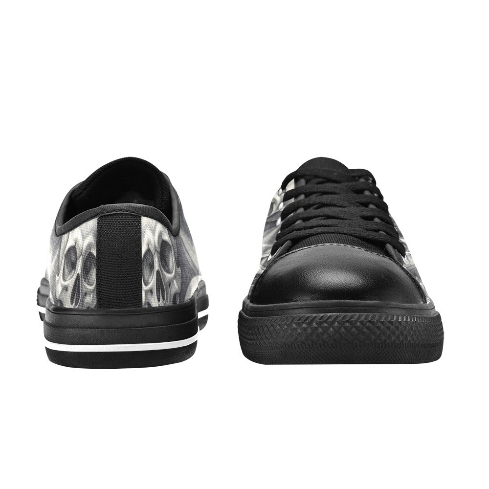 WOMEN'S Hyper Realistic Skull Low Top Canvas Cottagecore Custom Sneakers