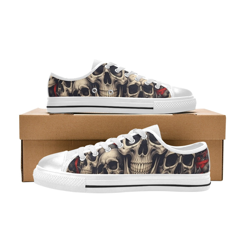 WOMEN'S Patriotic Skull Flag Low Top Canvas Y2K Sneakers