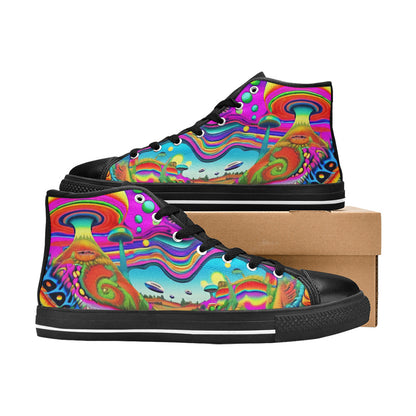 MEN'S Trippy World Art 36 High Top Canvas Dreamcore Custom Sneakers