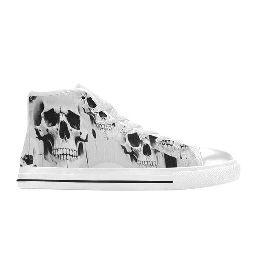WOMEN'S Cc Grey Skull Art High Top Canvas Y2K Custom Shoes