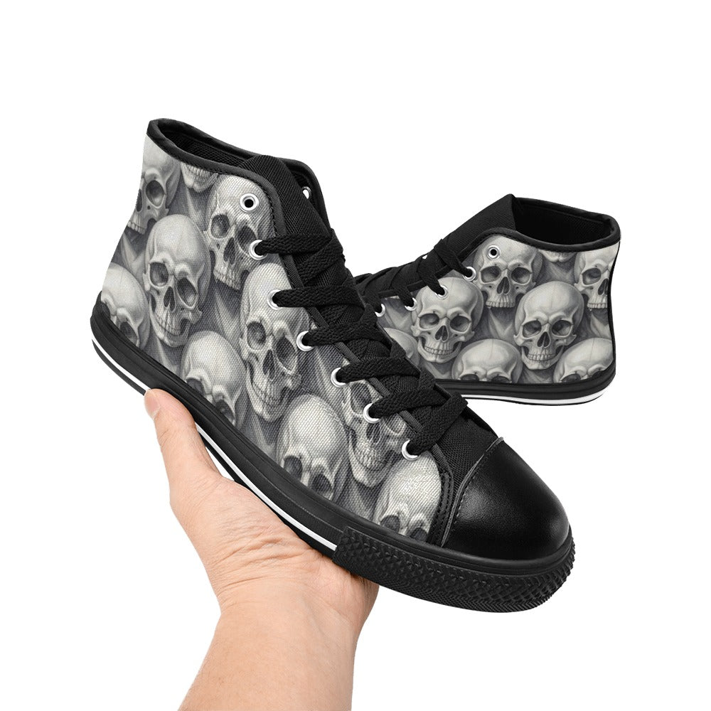 WOMEN'S Hyper Realistic Skull High Top Canvas Vivid Sneakers