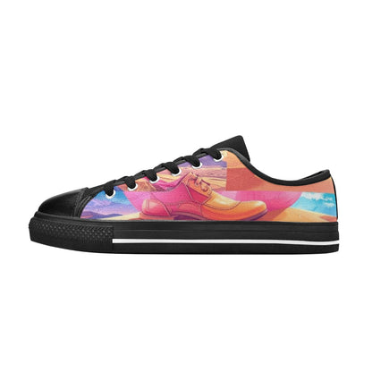 WOMEN'S Surrealist Dreamscape Pattern, Melting Canvas Grunge Custom Sneakers