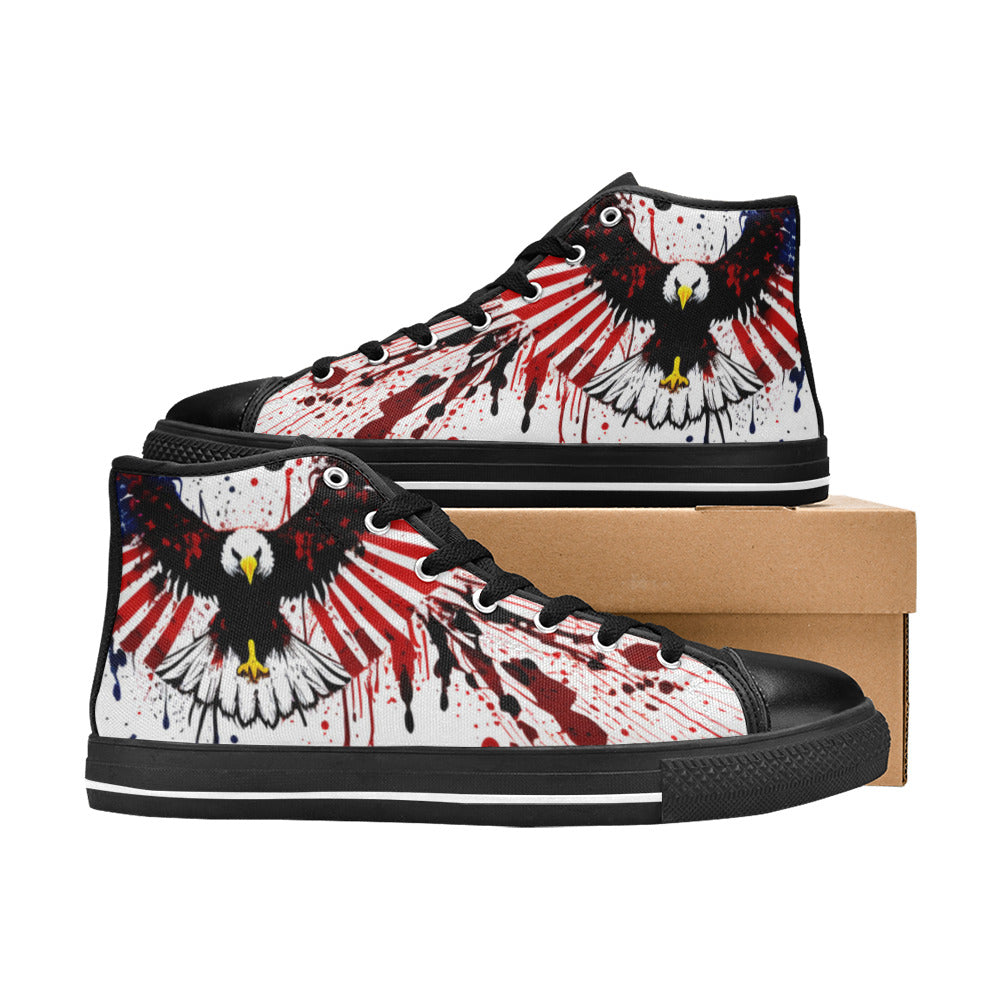 MEN'S Patrotic Eagle Men’S High Top Canvas Grunge Sneakers
