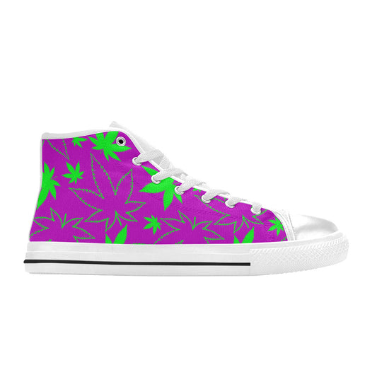 MEN'S Cc Weed 420 Art High Top Canvas Neon Fantasy Custom Shoes