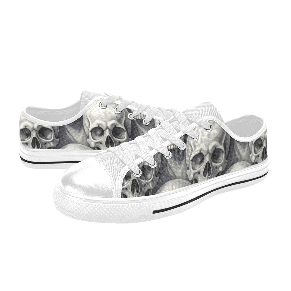 WOMEN'S Hyper Realistic Skull Low Top Canvas Neon Fantasy Custom Sneakers