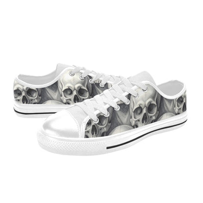 WOMEN'S Hyper Realistic Skull Low Top Canvas Neon Fantasy Custom Sneakers