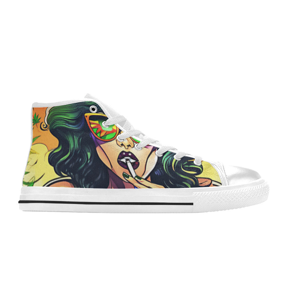 WOMEN'S Comic Book Art Woman High Top Canvas Y2K Sneakers
