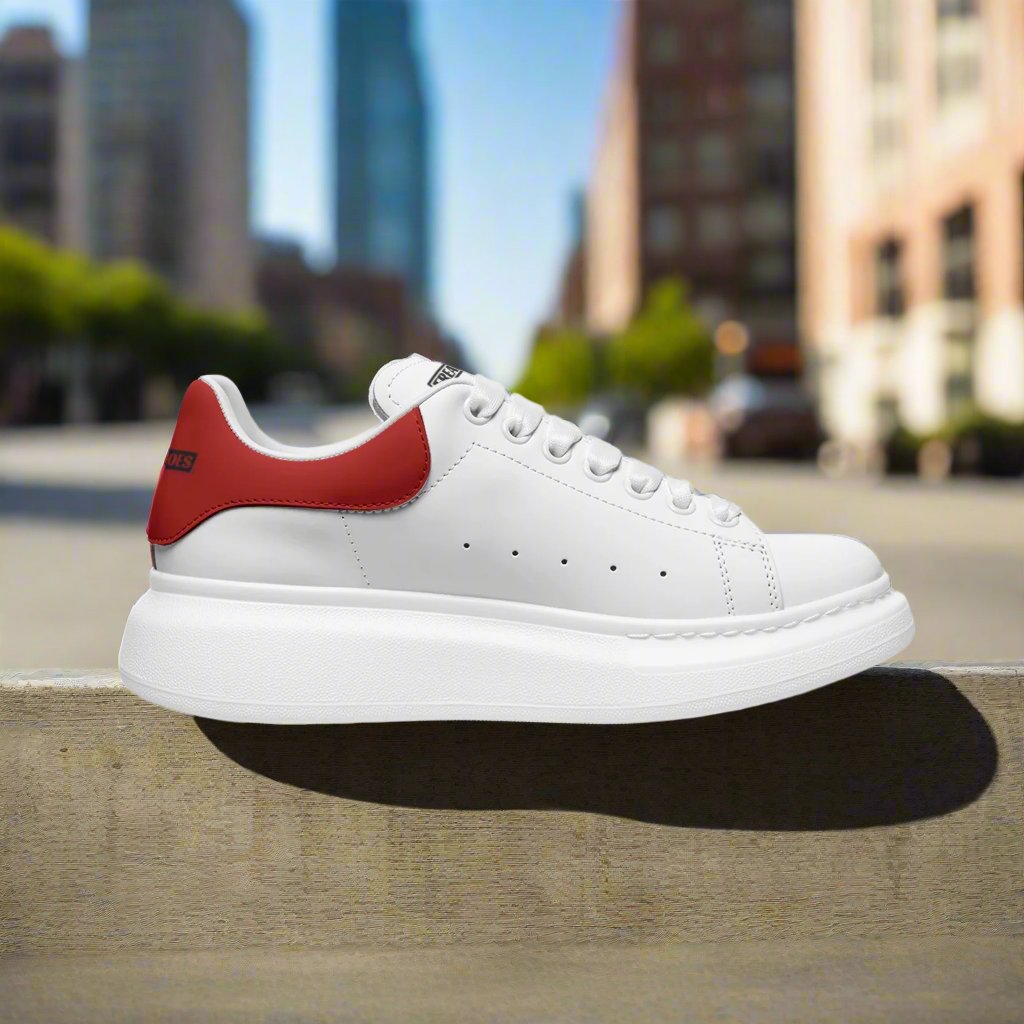 Freaky Shoes® White Red Lace Up Sneakers - Freaky Shoes®