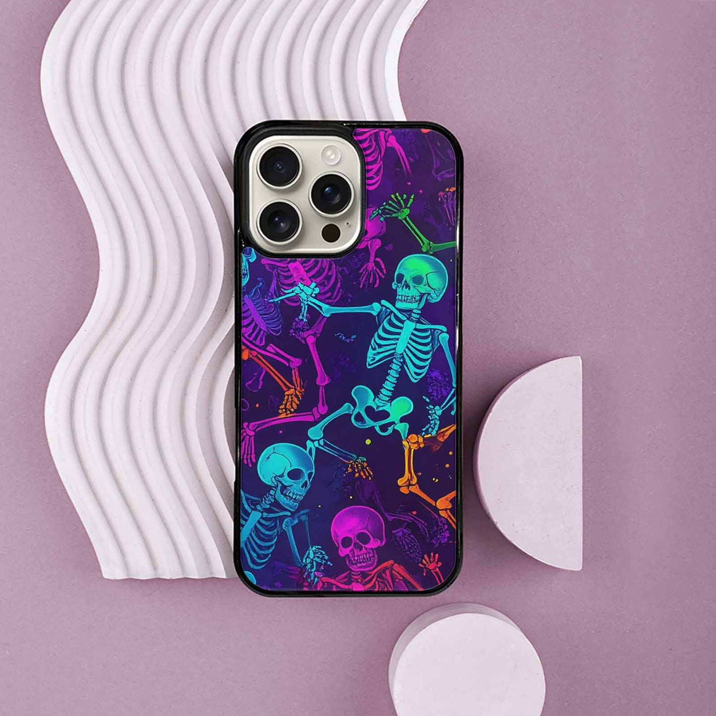 iPhone 16 Pro Max Case — Glowing Skeleton Pattern Hundreds Of Small, Original Design Phone Case