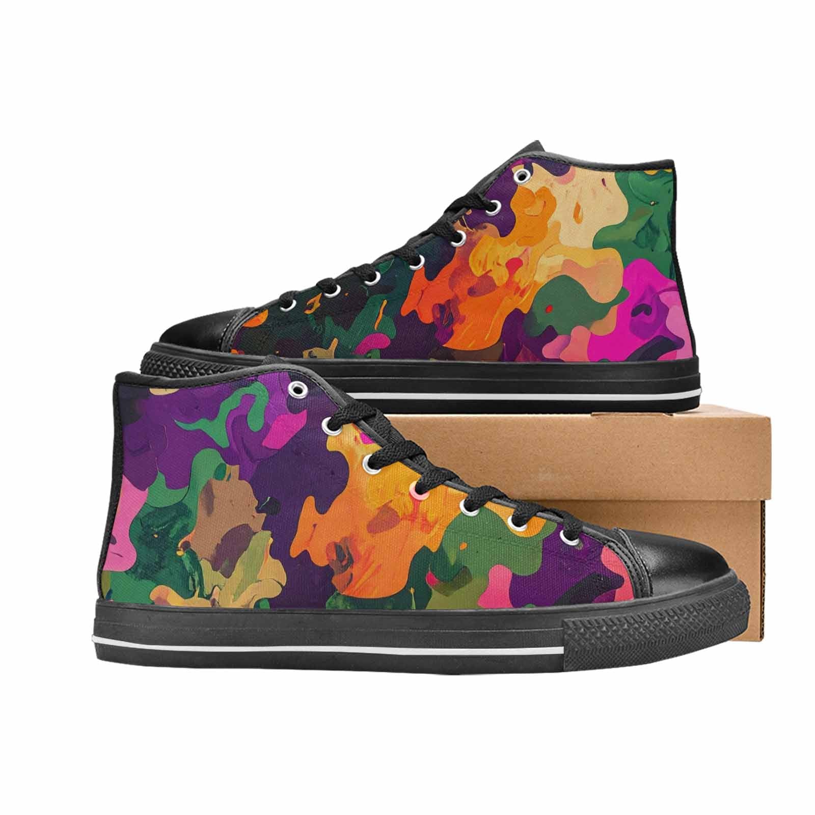WOMEN'S Military Camouflage Blotch High Top Canvas Surreal Sneakers