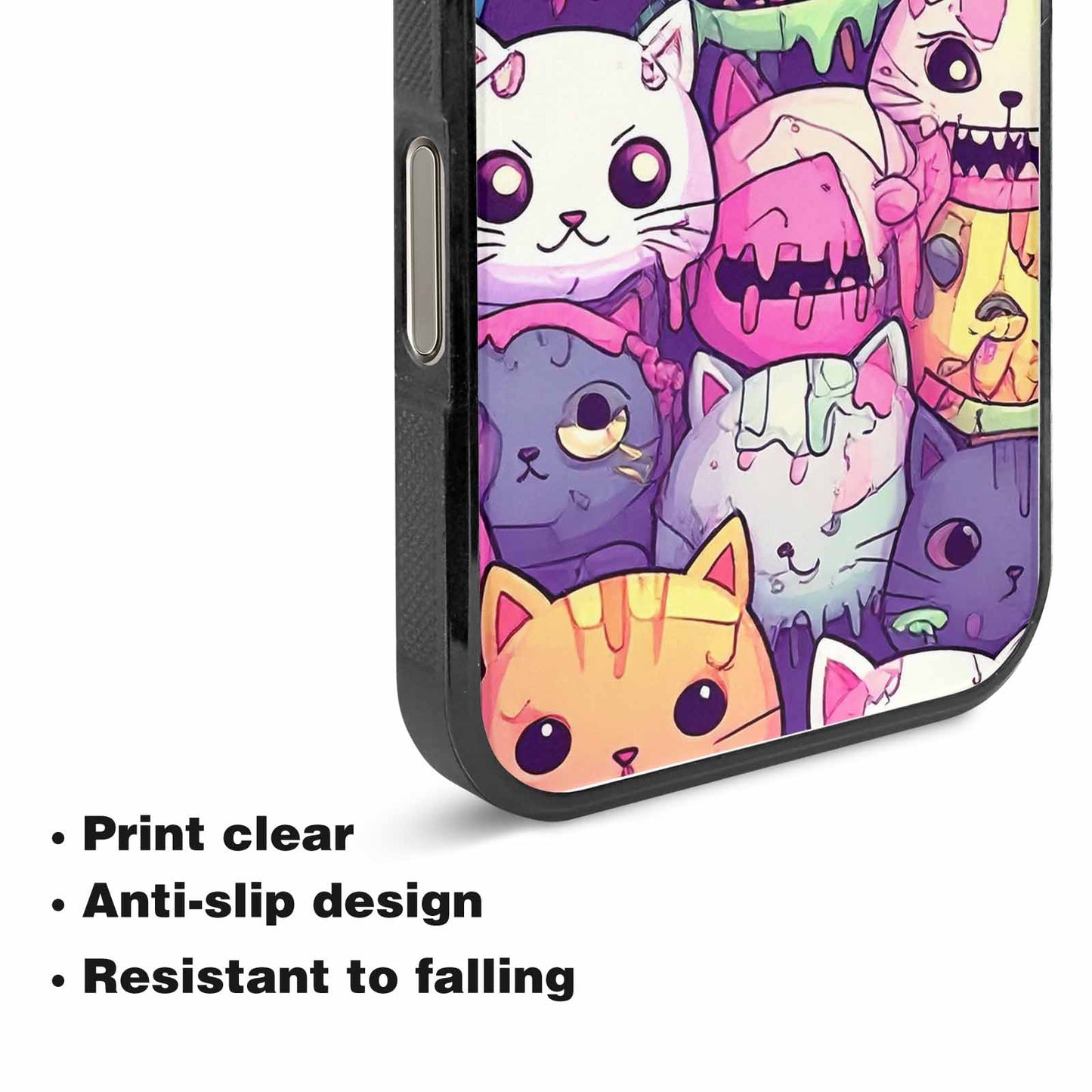 iPhone 15 Pro Max Case — Pastel Gore Cat Character Pattern Hundreds, Personalized Phone Case