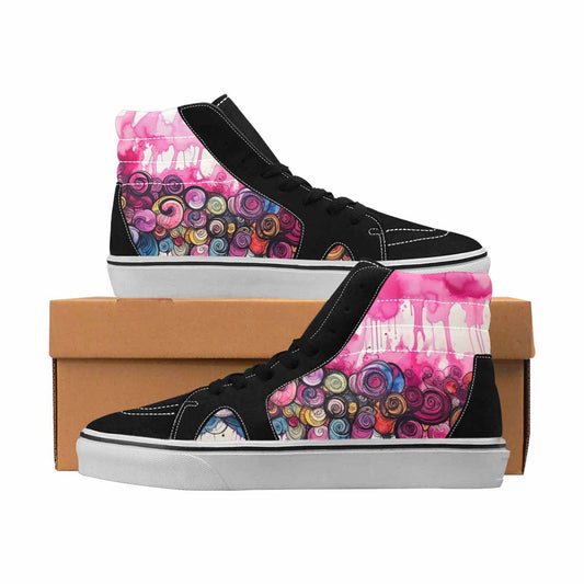 MEN'S Tie Dye Black & Pink Ink High Top Canvas Custom Fashion Dark Academia Limited Edition Sneakers