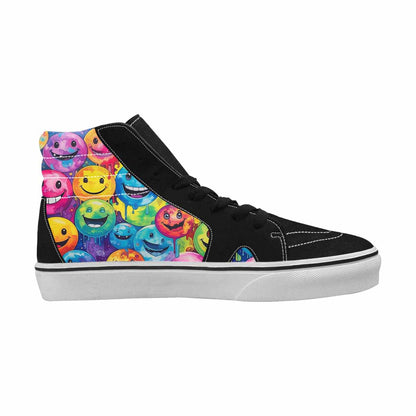 MEN'S Smiley Facessmiley Faces  High Top Canvas Vivid Sneakers