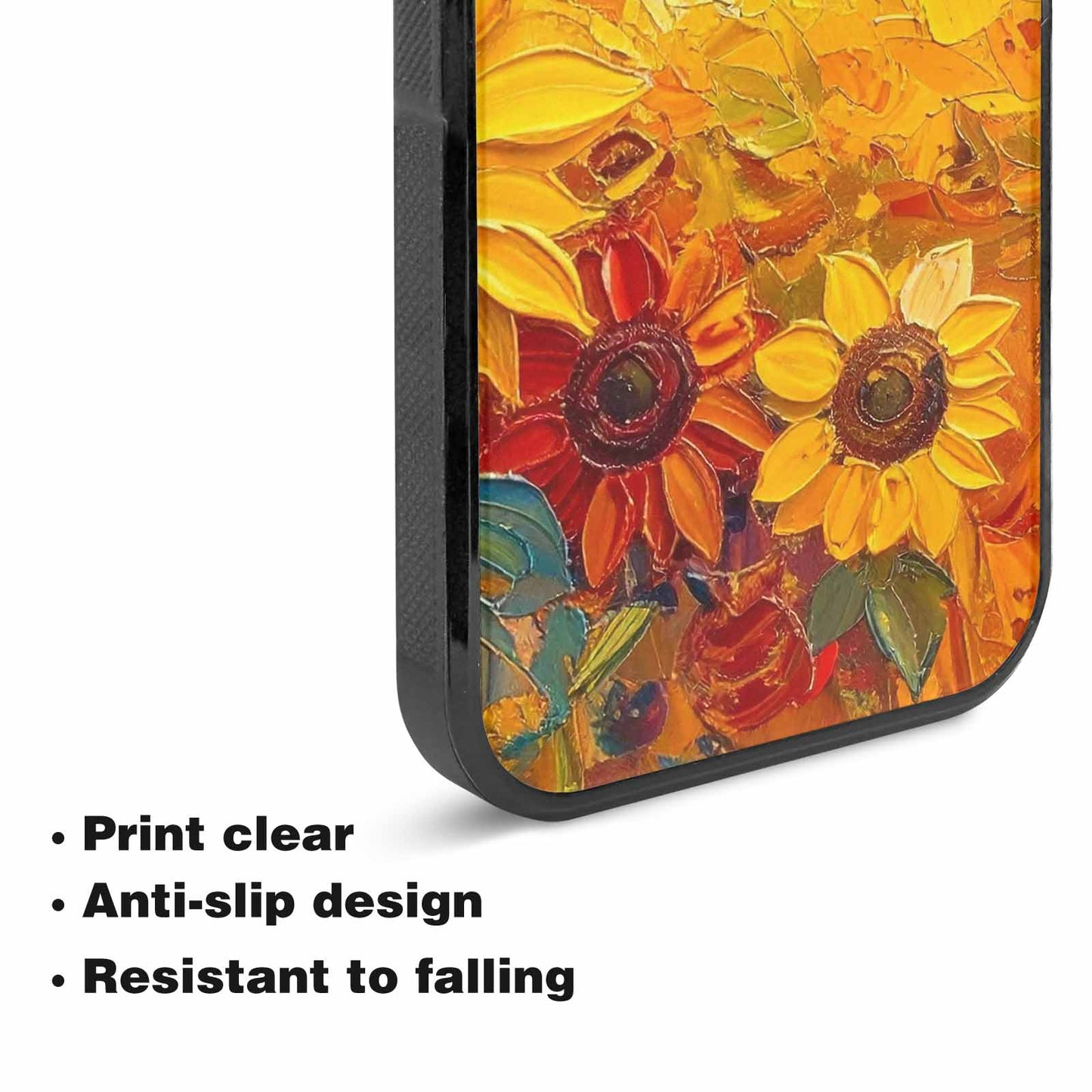 iPhone 15 Plus Case — Impressionist Sunflower Brushstroke Pattern Hundreds Of, Custom Made Phone Cover