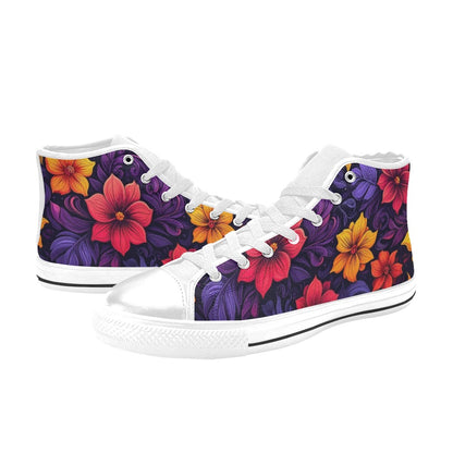 KIDS' Exotic Floral Weave High Top Canvas Wallpaper Art Custom Shoes