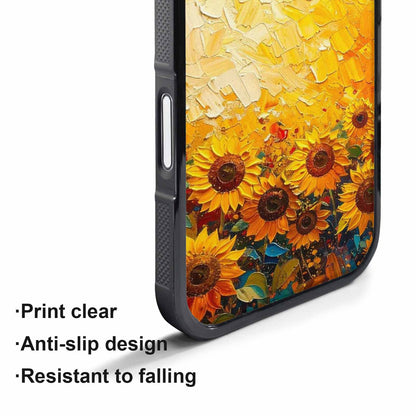 iPhone 17 Pro Case — Impressionist Sunflower Brushstroke Pattern Hundreds Floral, Original Design Phone Case