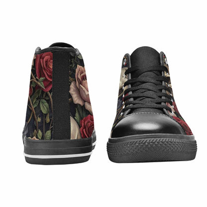 MEN'S Skulls - Roses High Top Canvas Cottagecore Custom Shoes