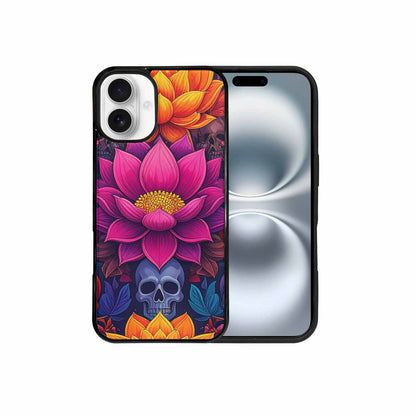 iPhone 16 Plus Case — Lotus Skulls, Custom Printed Phone Case