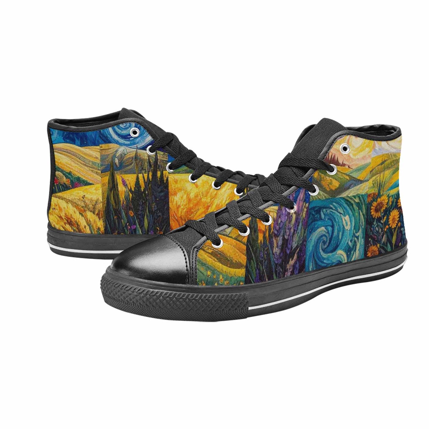 MEN'S Van Gogh-Style Swirl High Top Canvas Aesthetic Sneakers