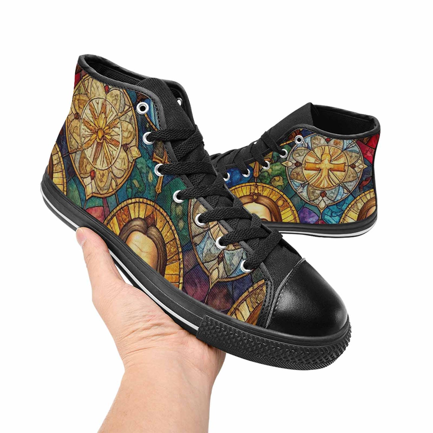 MEN'S Jesus Face Small High Top Canvas Surreal Custom Sneakers