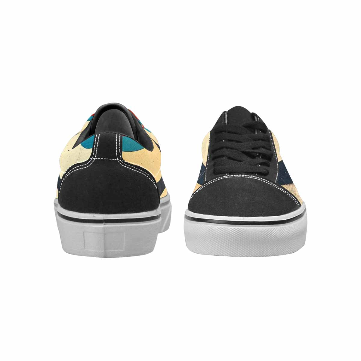 WOMEN'S Retro Wave Scallop Stripe Lace-Up Canvas Melting Art Sneakers
