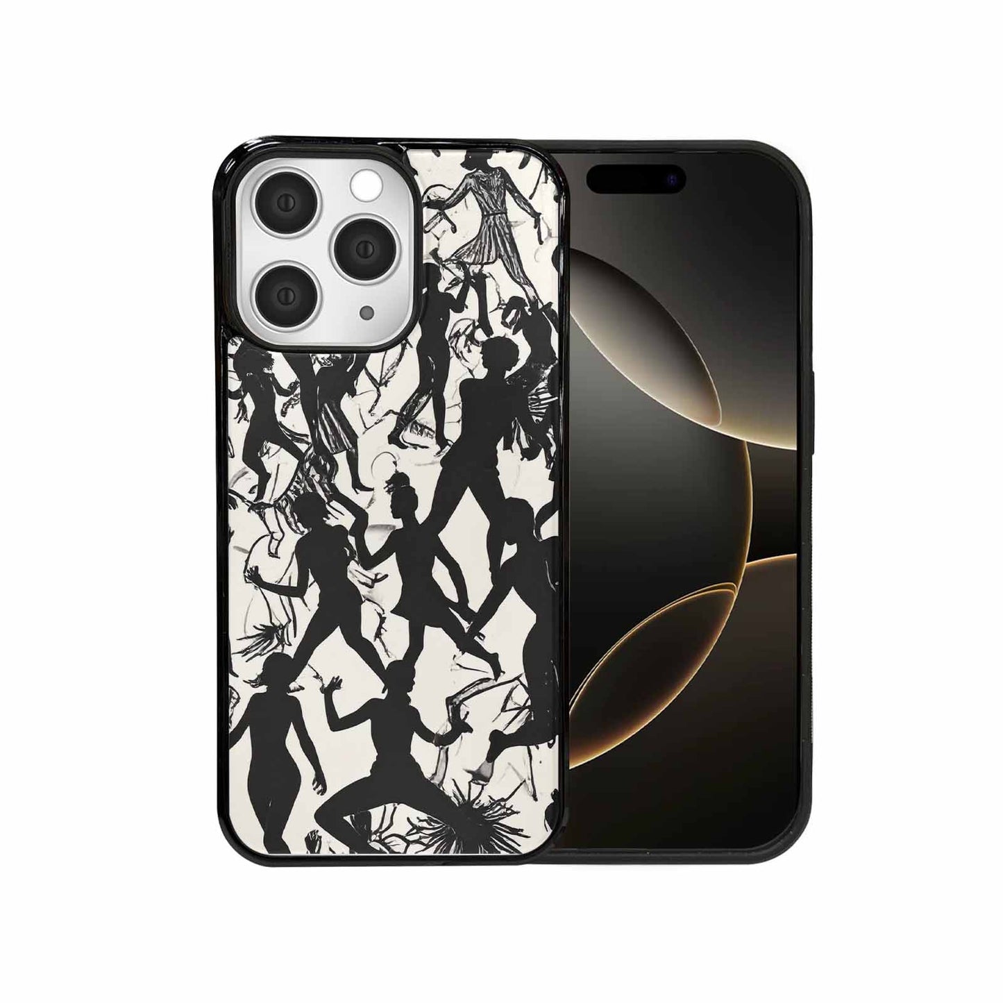 iPhone 15 Pro Max Case — Bold Dancing Figure Line Art Pattern, Customized Protective Case