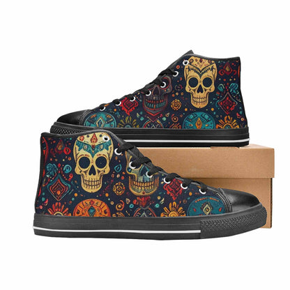 MEN'S Skulls - Tribal-Patterned- High Top Canvas Aesthetic Custom Sneakers