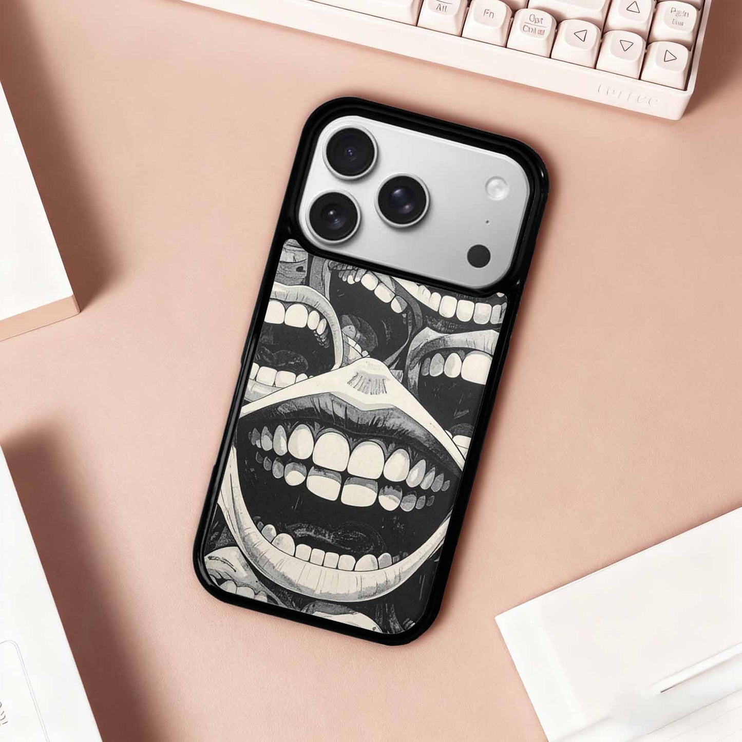 iPhone 17 Pro Case — Seamless Repeating Pattern Of Overlapping Cartoon, Custom Printed Phone Case