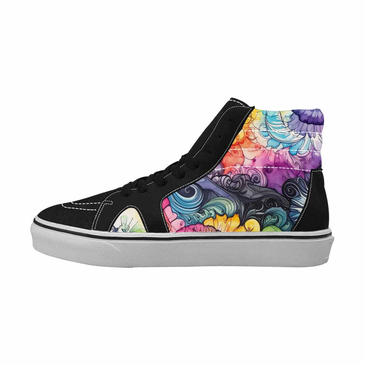 MEN'S Tie High Top Canvas Kaleidoscope Custom Sneakers