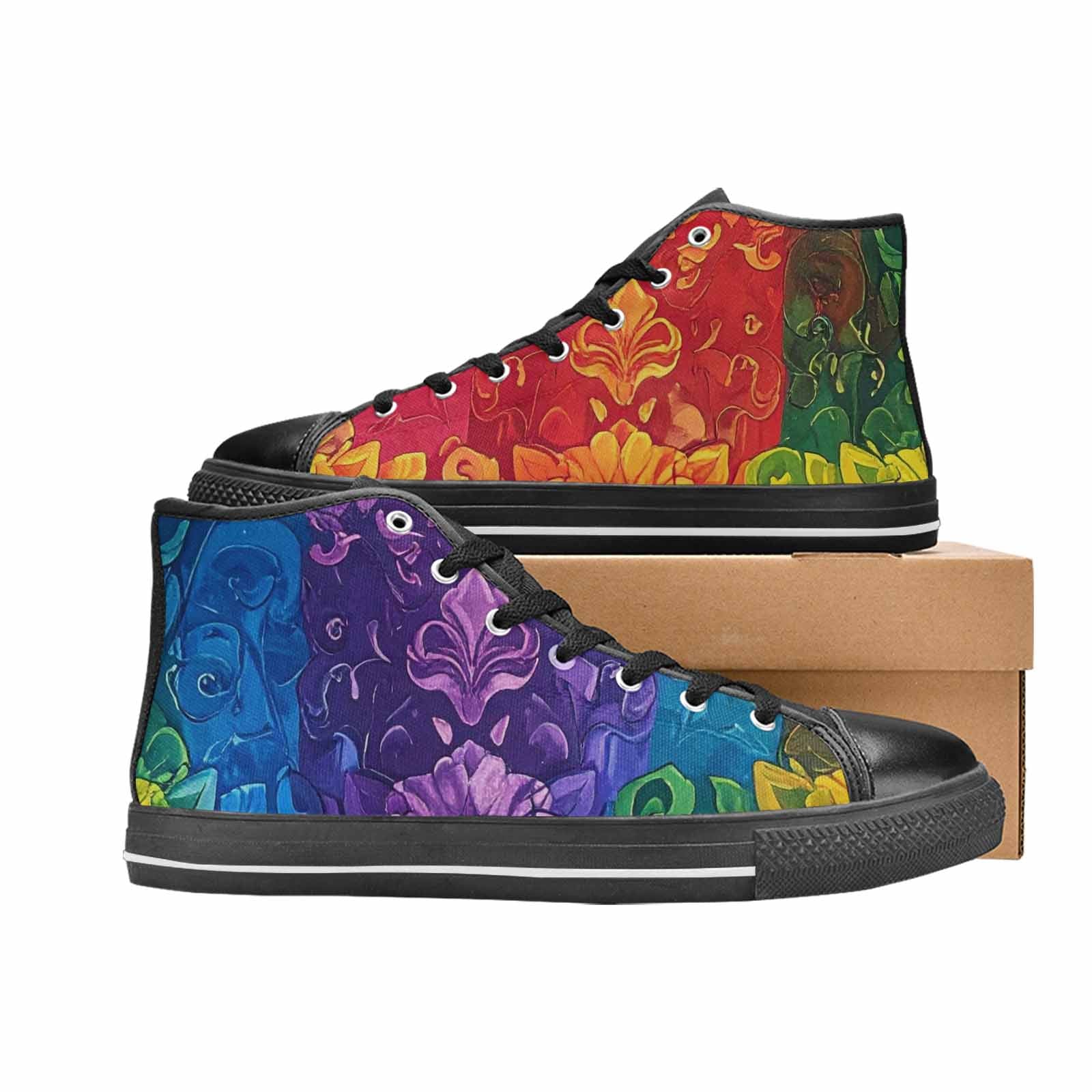 MEN'S Rainbow Pride Flag High Top Canvas Surreal Custom Sneakers