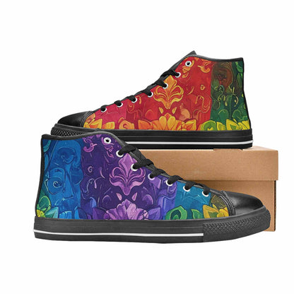 MEN'S Rainbow Pride Flag High Top Canvas Surreal Custom Sneakers