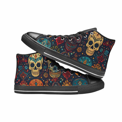 MEN'S Skulls - Tribal-Patterned- High Top Canvas Aesthetic Custom Sneakers