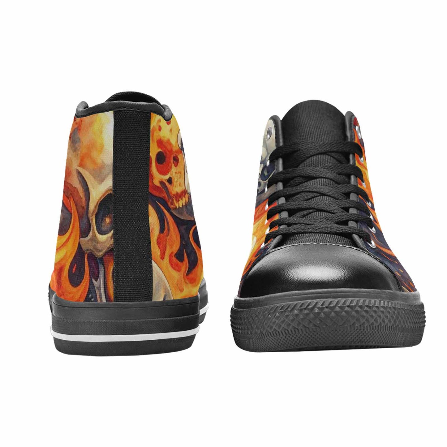 MEN'S Skulls - Flaming High Top Canvas Dark Academia Sneakers