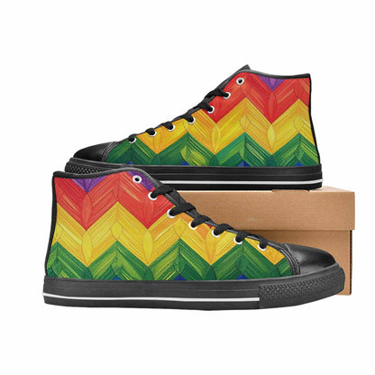 MEN'S Rainbow Pride Flag High Top Canvas Cottagecore Custom Shoes