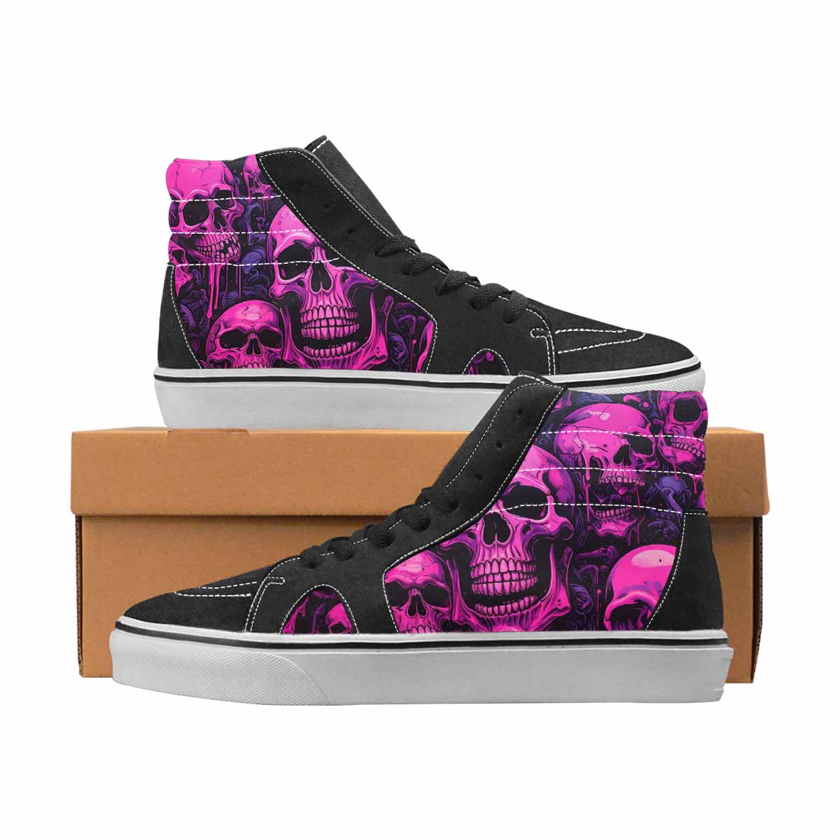 WOMEN'S Skulls High Top Canvas Graphic Print Aesthetic Original Art Sneakers