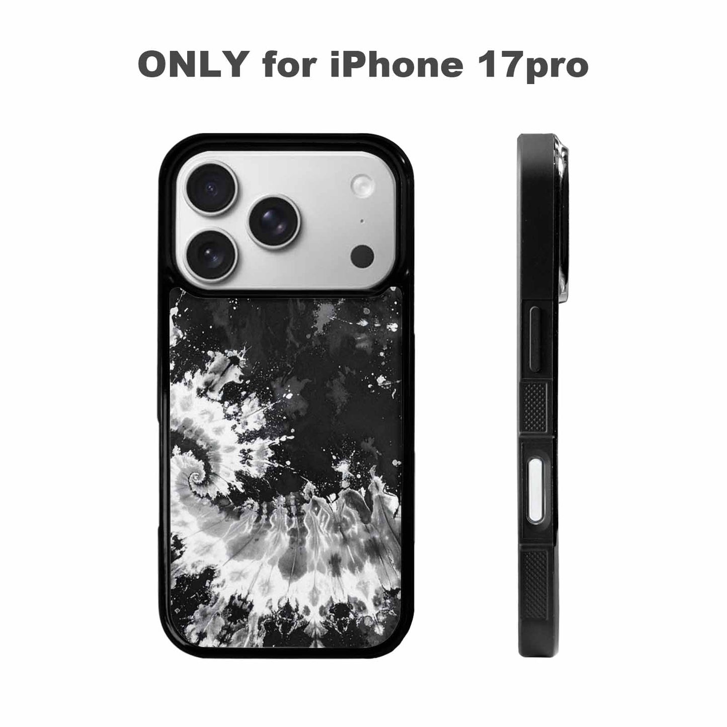 iPhone 17 Pro Case — Tie Dye Acid Wash Black Tie, Custom Print Case Cover