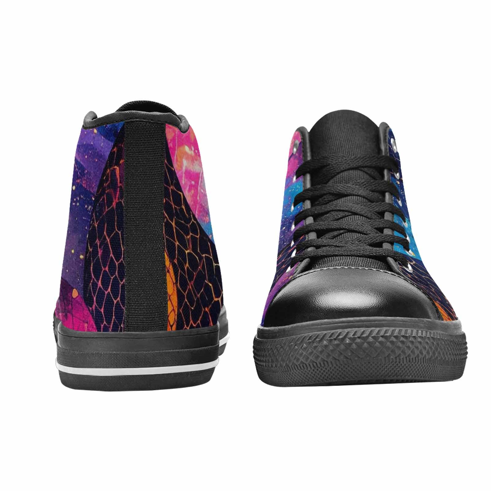 MEN'S Galaxy Snake Print High Top Canvas Vibrant Chaos Sneakers