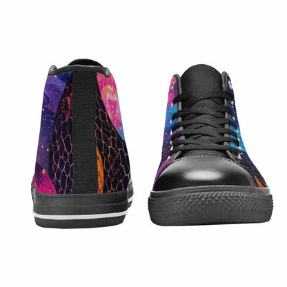 MEN'S Galaxy Snake Print High Top Canvas Vibrant Chaos Sneakers
