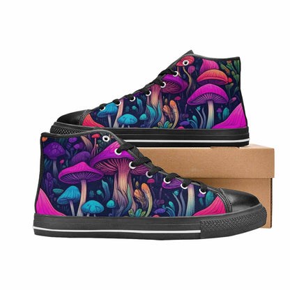 MEN'S Psychedelic Mushroom High Top Canvas Surreal Custom Sneakers