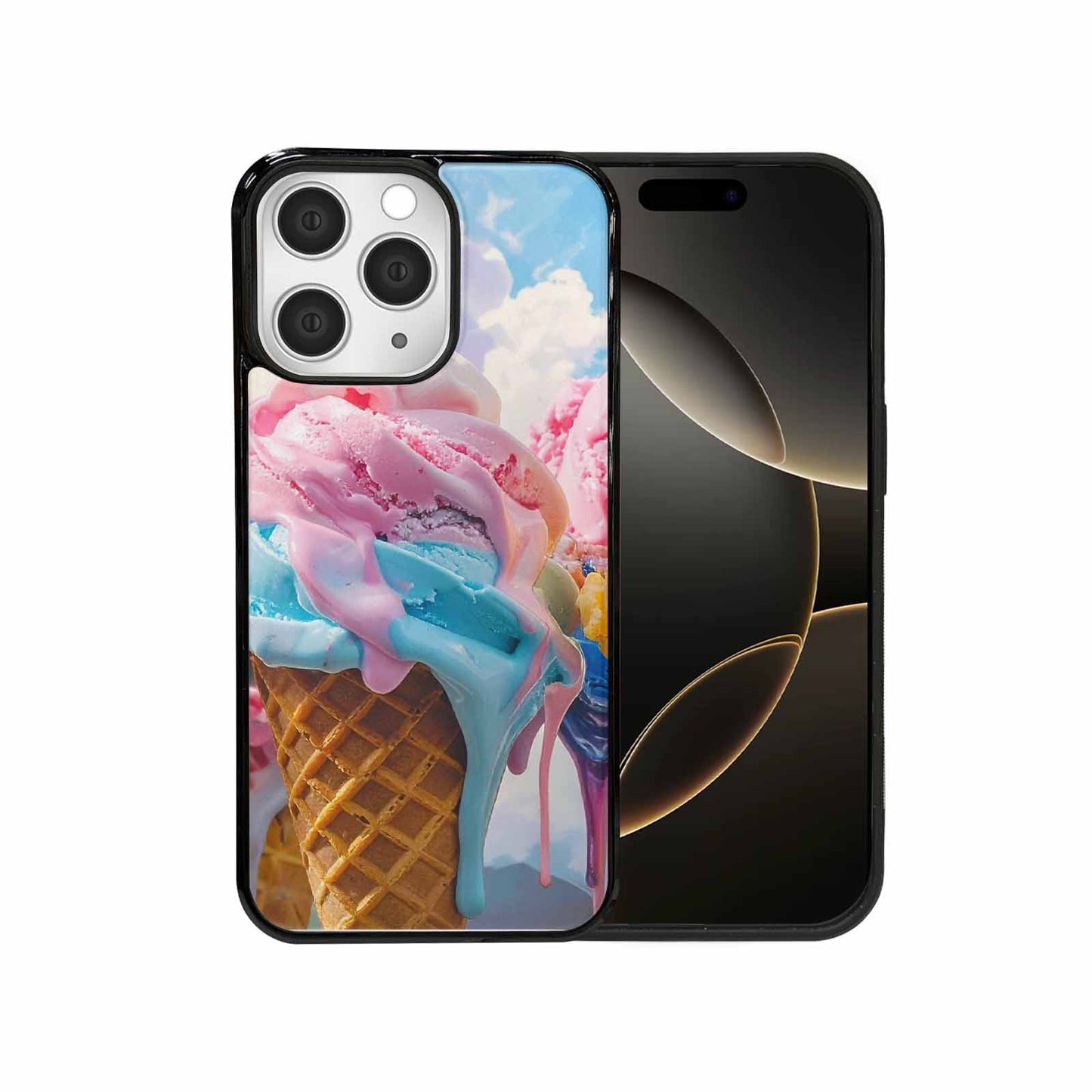 iPhone 15 Pro Max Case — Collage Of Overlapping Waffle Cone Icecream, Personalized Phone Case
