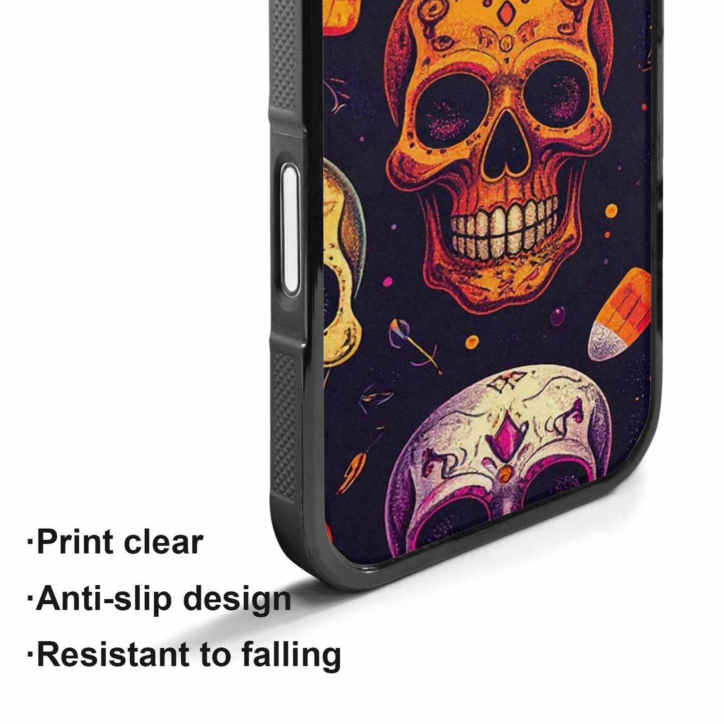 iPhone 17 Case — Halloween Art Print Edge Gothic Skulls, Personalized Phone Case