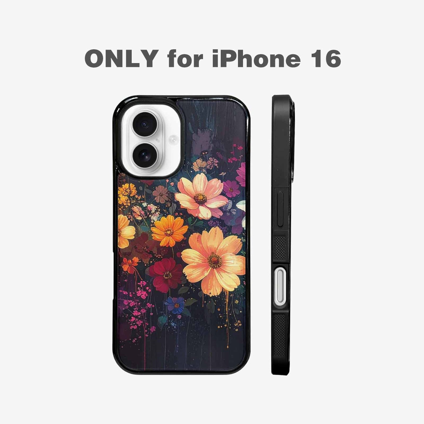 iPhone 16 Case — Shadowy Glitch Floral Pattern Hundreds Of, Custom Art Phone Cover