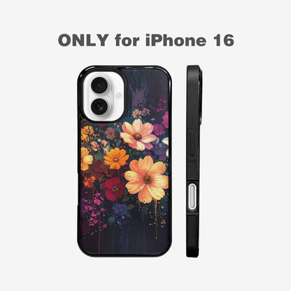 iPhone 16 Case — Shadowy Glitch Floral Pattern Hundreds Of, Custom Art Phone Cover