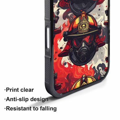 iPhone 17 Pro Max Case — Firefighter Pattern, Flames Axes Original Art, Customized Protective Case