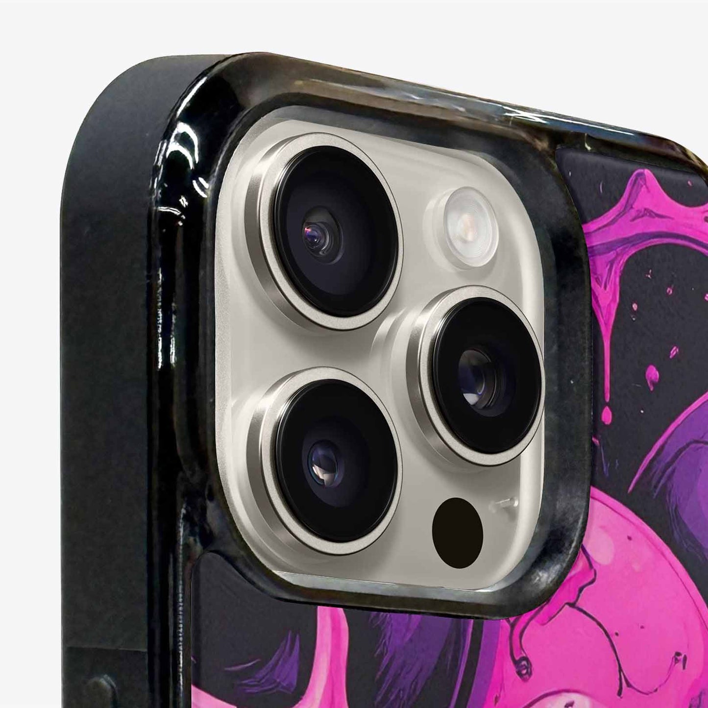 iPhone 16 Pro Case — Pink Purple Skeletons Neon Drip Melting, Unique Phone Case Design