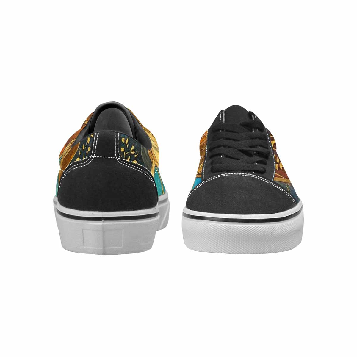 WOMEN'S Klimt-Style Gold Leaf Canvas Lace-Up Neon Fantasy Sneakers