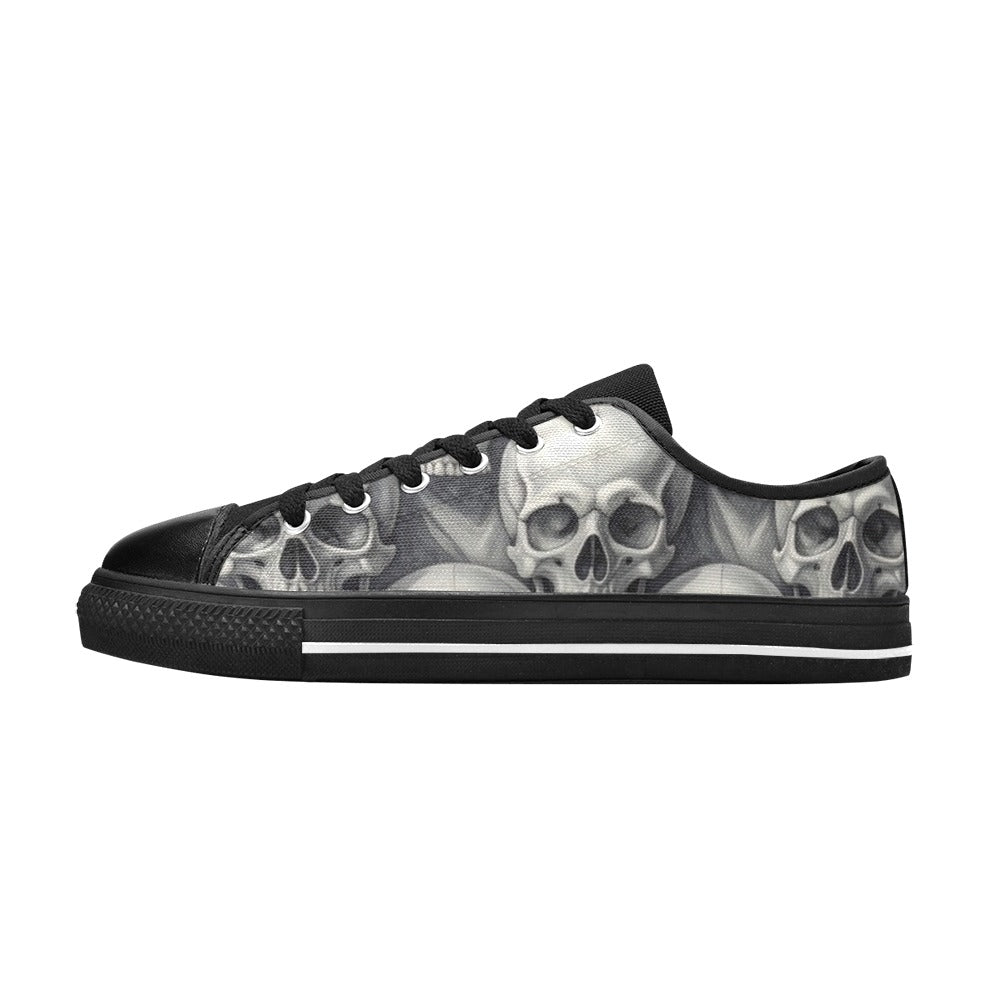 WOMEN'S Hyper Realistic Skull Low Top Canvas Cottagecore Custom Sneakers