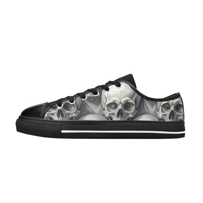 WOMEN'S Hyper Realistic Skull Low Top Canvas Cottagecore Custom Sneakers